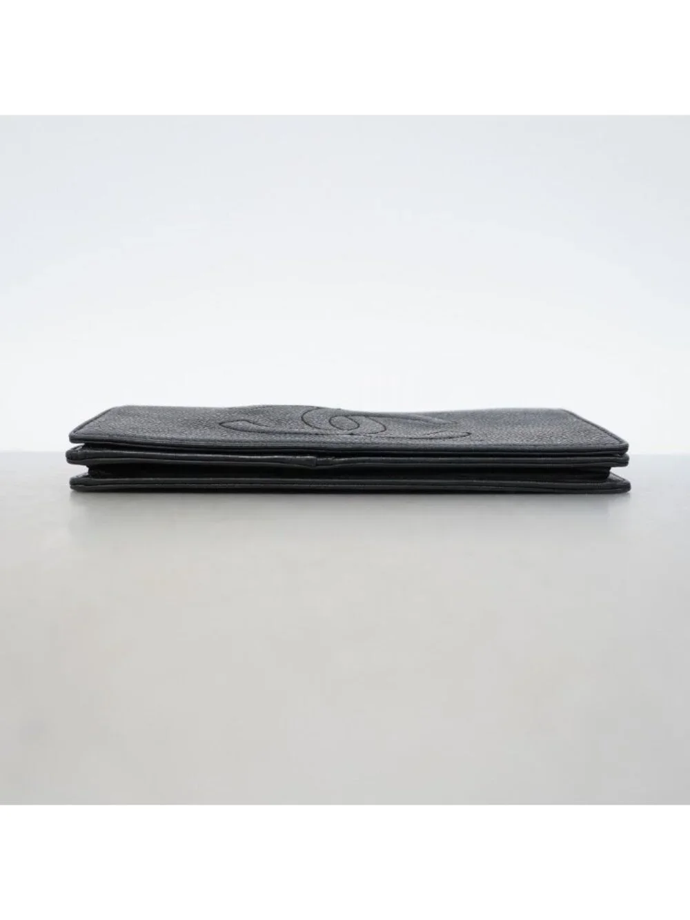 Chanel Shoulder Wallet Caviar Leather Black Gold